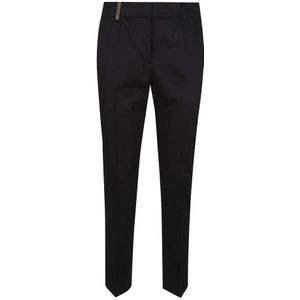 Peserico, Dames, Broeken, Zwart, Maat: M