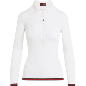 Gucci, Dames, Truien, Wit, Maat: S Zijde,
