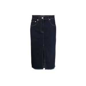 Lanvin Donkerblauwe Rechte Denim Rok , Blue , Dames , Maat: S