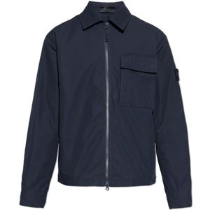 Stone Island, Heren, Jassen, Blauw, Maat: L Katoen,