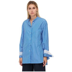Erika Cavallini, Dames, Blouses & Shirts, Blauw, Maat: L Katoen,