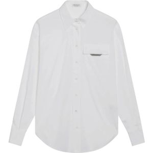 Brunello Cucinelli, Dames, Blouses & Shirts, Wit, Maat: S Katoen,