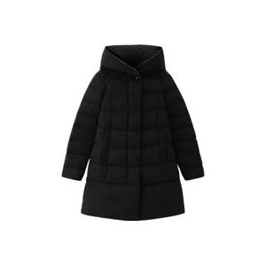 Woolrich Lange Puffy Dames Donsjas , Black , Dames , Maat: M