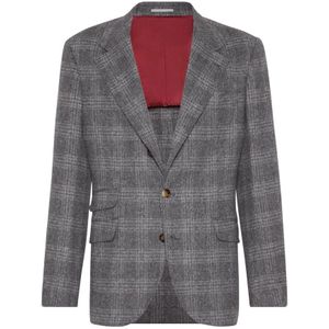 Brunello Cucinelli, Heren, Jassen, Grijs, Maat: XL Leer,