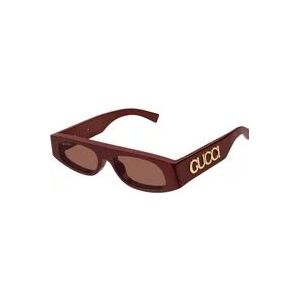 Gucci Rechthoekige zonnebril LidoLarge , Red , Dames , Maat: 51 MM