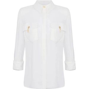Elisabetta Franchi, Dames, Blouses & Shirts, Wit, Maat: XS Viscose,