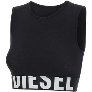 Diesel, Dames, Tops, Zwart, Maat: L Katoen,