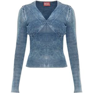 Diesel, Dames, Tops, Blauw, Maat: L Katoen,