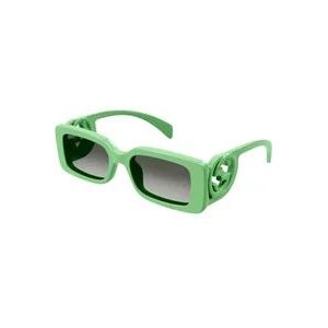 Gucci Stoere rechthoekige zonnebril , Green , Dames , Maat: 54 MM