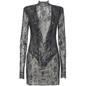 Philipp Plein, Dames, Jurken, Zwart, Maat: XS Leer,