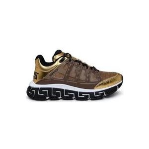 Versace Sneaker Trigreca in misto pelle oro , Brown , Heren , Maat: 39 1/2 EU