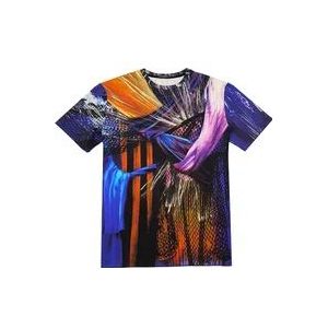 Balmain Stijlvolle Blauwe Bedrukte T-Shirt voor Vrouwen , Multicolor , Dames , Maat: 2XL