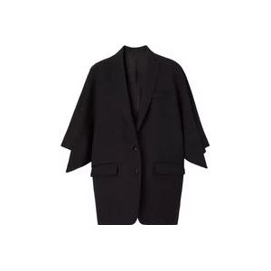 Burberry Wollen getailleerde blazer met cape-mouwen , Black , Dames , Maat: S