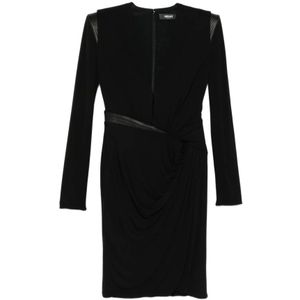 Versace, Dames, Jurken, Zwart, Maat: S Leer,