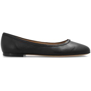 Chloé - Marcie - Ballerina's - Zwart - Leer - Ronde Neus - Goudkleurig Logo