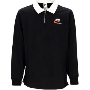 Nike Lange Mouw Polo Sportkleding Trend Rugby , Black , Heren , Maat: S