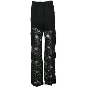 Msgm, Dames, Broeken, Zwart, Maat: M Katoen,