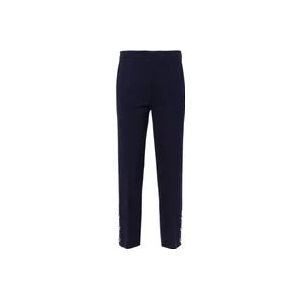 Twinset Blauwe Stretchbroek met Gouden Knopen , Blue , Dames , Maat: S