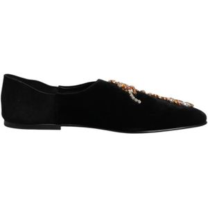 Dolce & Gabbana - Loafers - Zwart - Velvet - Met Leer Zool