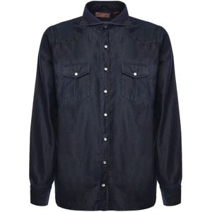 Borriello Napoli, Heren, Overhemden, Blauw, Maat: M Denim,