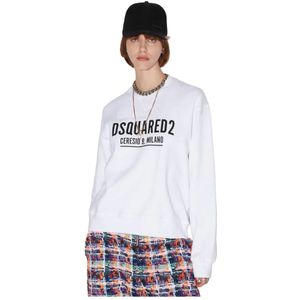 Dsquared2, Dames, Sweatshirts & Hoodies, Wit, Maat: S Katoen,