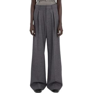 MM6 Maison Margiela, Dames, Broeken, Grijs, Maat: S Wol,