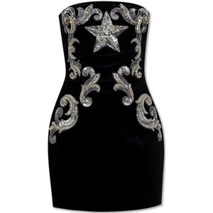 Balmain Fluwelen korsetjurk , Black , Dames , Maat: S