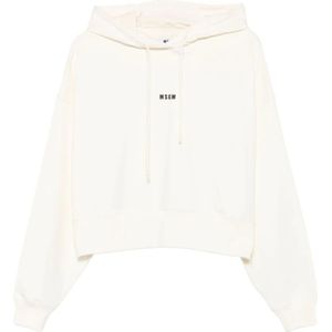 Msgm, Dames, Sweatshirts & Hoodies, Wit, Maat: M Katoen,