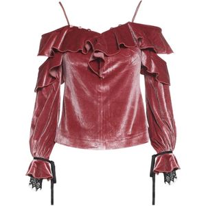 Self Portrait, Dames, Tops, Roze, Maat: XS Velours,