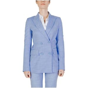 Sandro Ferrone - Blazer - Blauw - Dames - Leer - Elegante Stijl