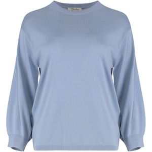 Max Mara - Lichtblauwe Gebreide Trui - Dames - Wol - Elegant Comfort
