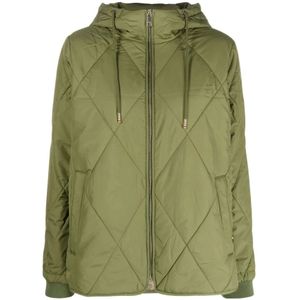 Tommy Hilfiger - Drawstring-Hood Gewatteerde Jas - Groen - Dames - Polyester