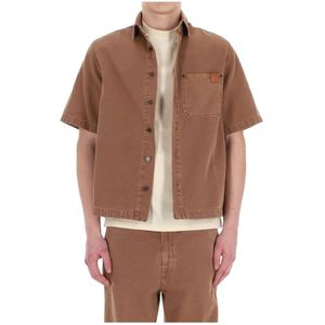 Haikure, Heren, Overhemden, Bruin, Maat: S Katoen,