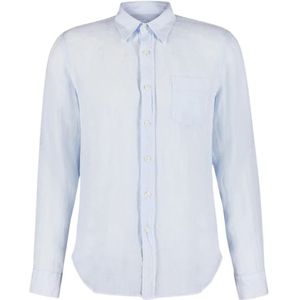 120% Lino, Heren, Overhemden, Blauw, Maat: 3XL Linnen,