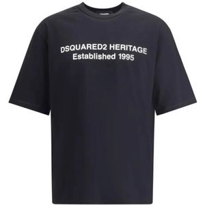 Dsquared2, Heren, Tops, Zwart, Maat: L Katoen,
