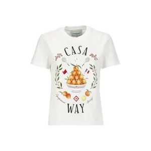Casablanca Witte Katoenen T-shirt met Logoprint , White , Dames , Maat: S
