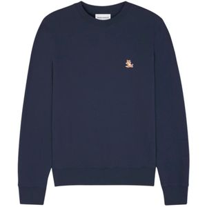 Maison Kitsuné, Heren, Sweatshirts & Hoodies, Blauw, Maat: L Katoen,
