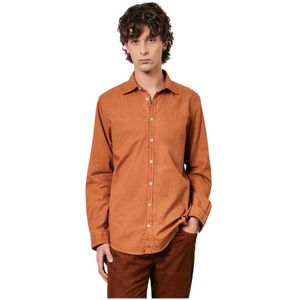 Massimo Alba, Heren, Overhemden, Oranje, Maat: M Katoen,