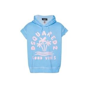 Dsquared2 Blauwe Sweaters met Logo Print , Blue , Heren , Maat: S