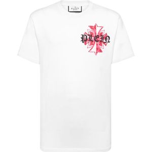Philipp Plein, Heren, Tops, Wit, Maat: S Katoen,