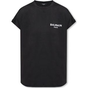 Balmain T-shirt met logo , Black , Dames , Maat: S