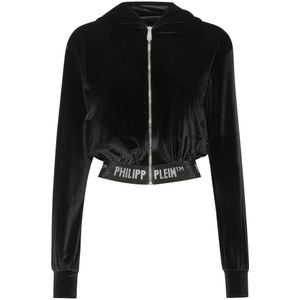 Philipp Plein, Dames, Sweatshirts & Hoodies, Zwart, Maat: L Poliester,