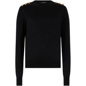 Roberto Cavalli, Dames, Truien, Zwart, Maat: S Wol,