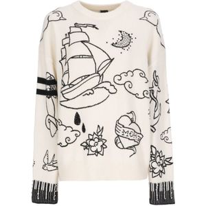 Pinko, Dames, Truien, Wit, Maat: L Wol,