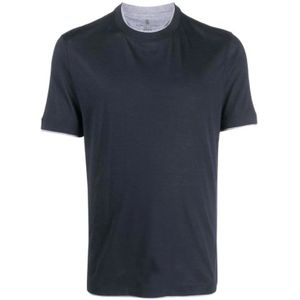 Brunello Cucinelli, Heren, Tops, Blauw, Maat: S Katoen,
