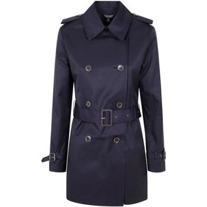 Ralph Lauren - Double-Breasted Trenchcoat - Mantel - Blauw - Katoenmix, Waterafstotend
