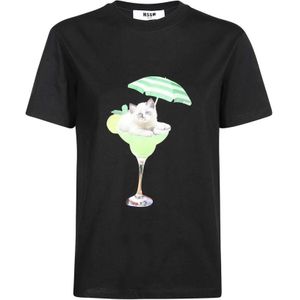 Msgm, Dames, Tops, Zwart, Maat: M Katoen,