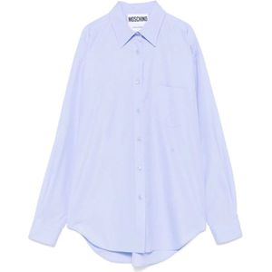 Moschino, Dames, Blouses & Shirts, Blauw, Maat: S Katoen,