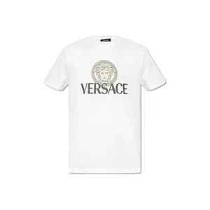 Versace T-shirt met logo , White , Heren , Maat: M