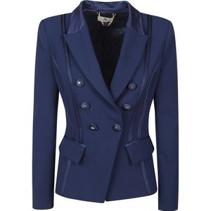 Elisabetta Franchi, Dames, Jassen, Blauw, Maat: M Satijn,